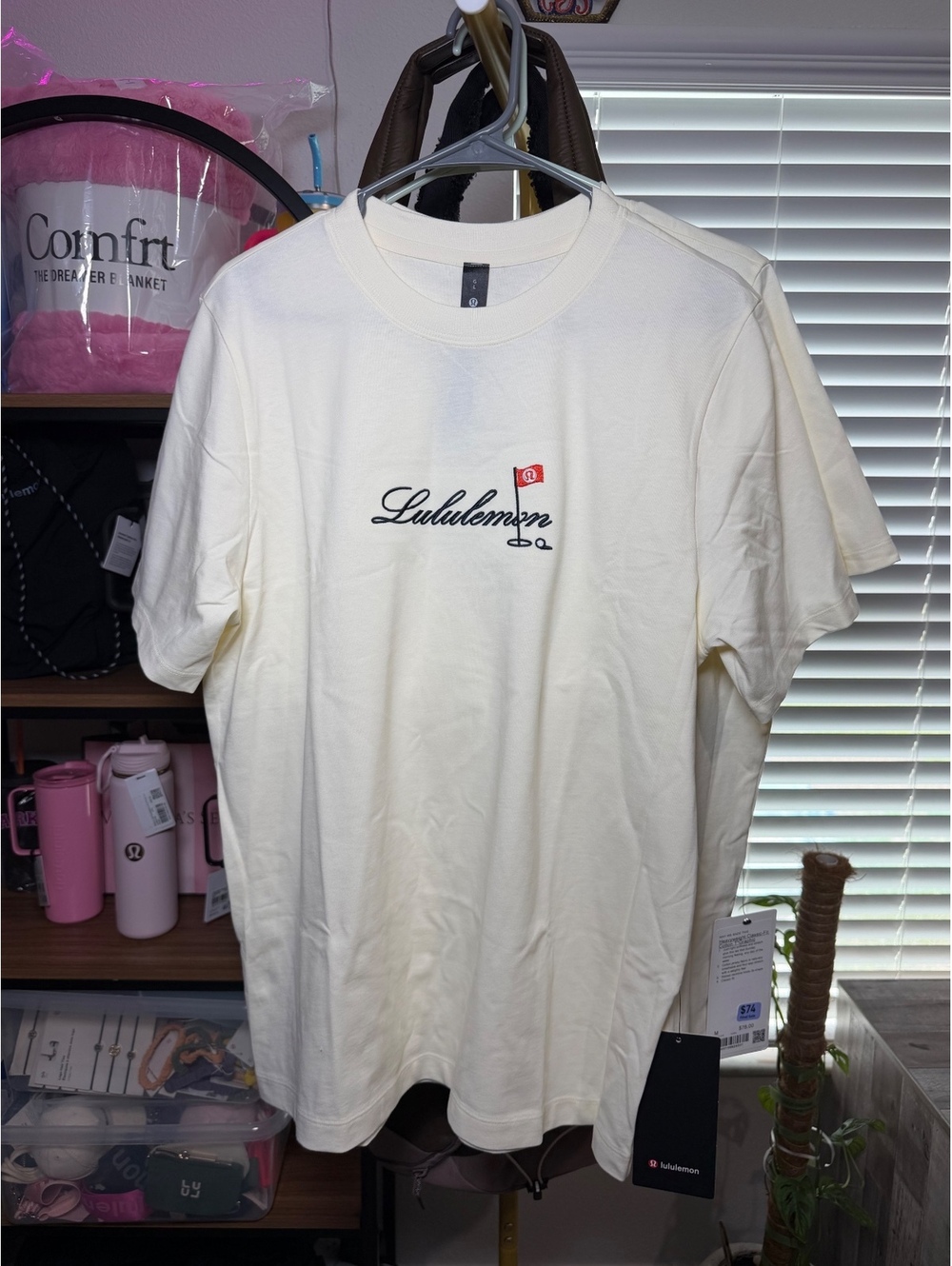 Lululemon Heavyweight Classic-Fit Cotton T-Shirt Golf Flag Coconut Ivory, Size L